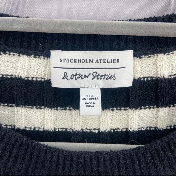 & Other Stories Black and White Striped Sweater - Picture 3 of 7